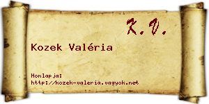 Kozek Valéria névjegykártya